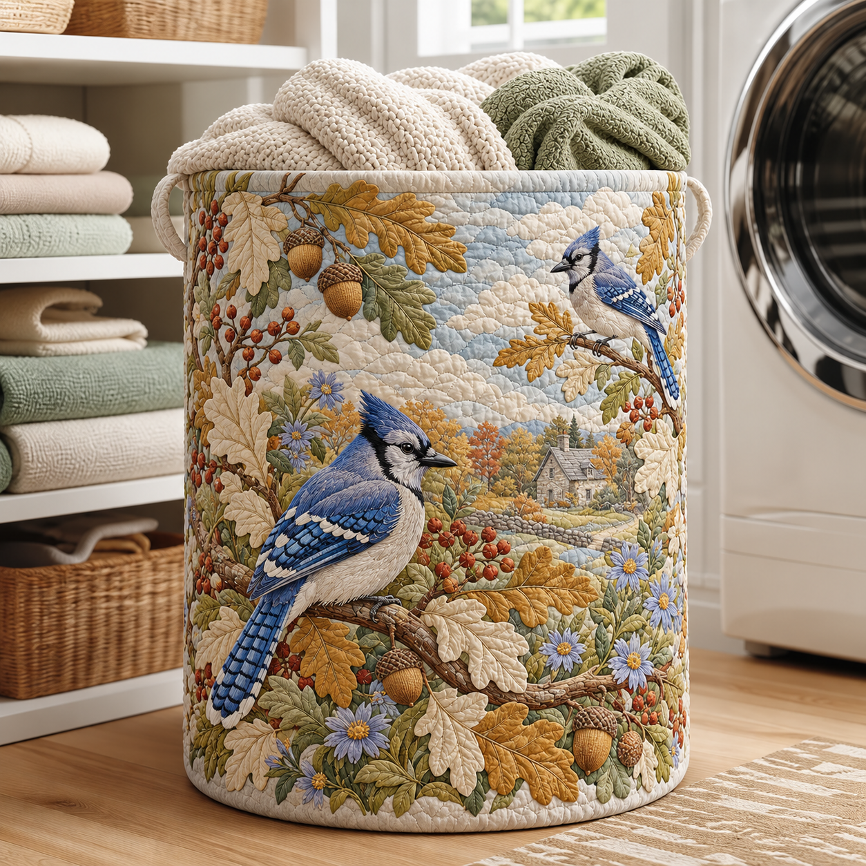 Panier à linge matelassé Geai Bleu des Bois