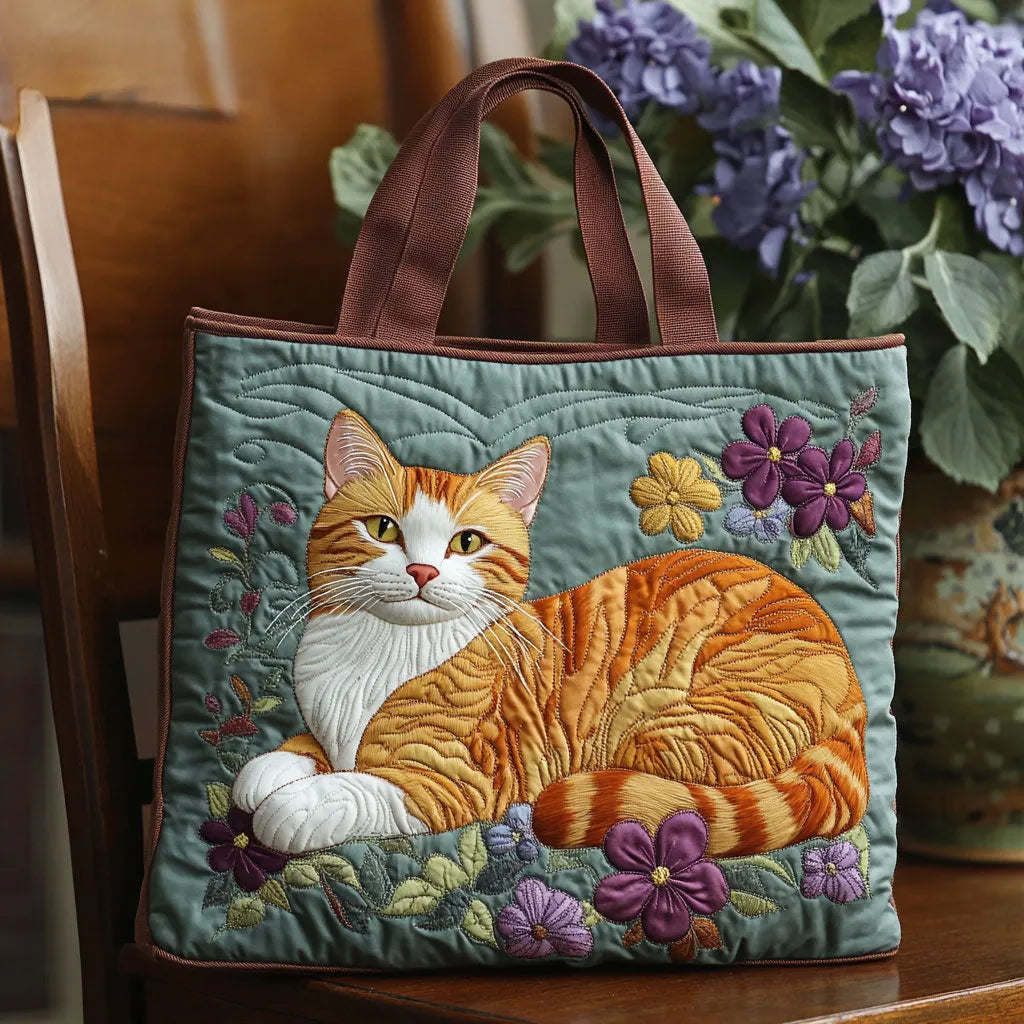 Sac à main matelassé chat roux, brodé main – Mathilde Montreux
