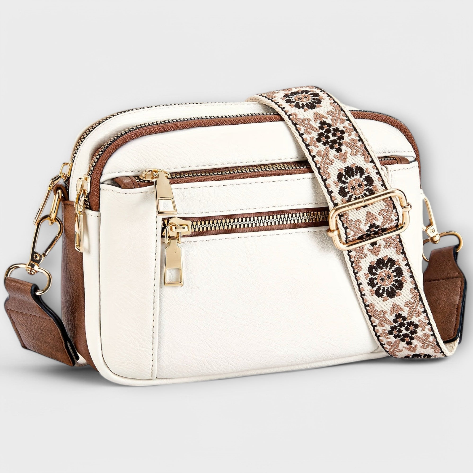 Blanche – Sac rétro à sangle bohème