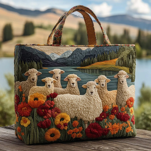 Sac à main artisanal – Moutons au bord du lac