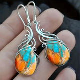 Pendantes pierres turquoise et orange