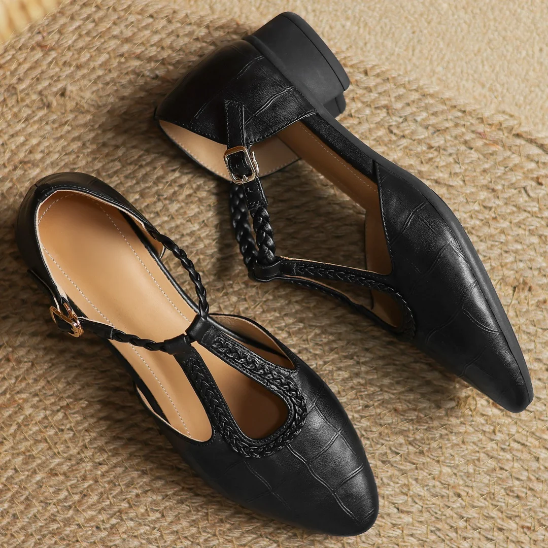 Greta – Salomés en cuir à bride tressée