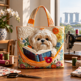 Sac à main artisanal | Shih Tzu et Livres