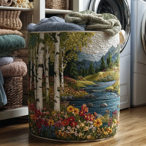 Panier à linge matelassé Forêt de Bouleaux