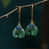 Boucles d'oreilles éléphant en vert
