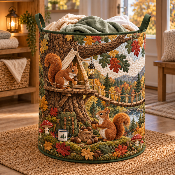 Panier à linge matelassé Écureuil au Hamac