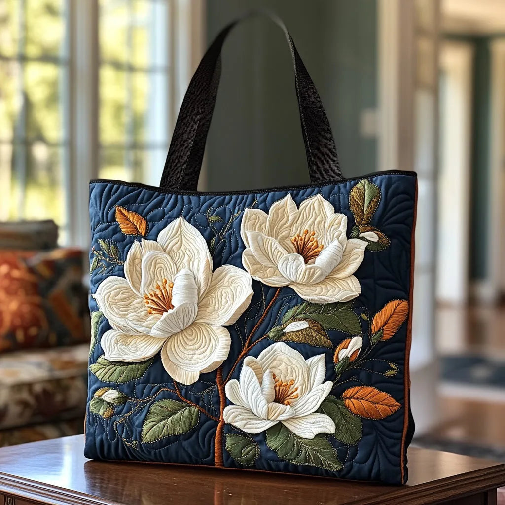 Sac à main matelassé magnolia délicat, brodé main – Mathilde Montreux