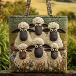 Sac à main matelassé cinq moutons, brodé main – Mathilde Montreux