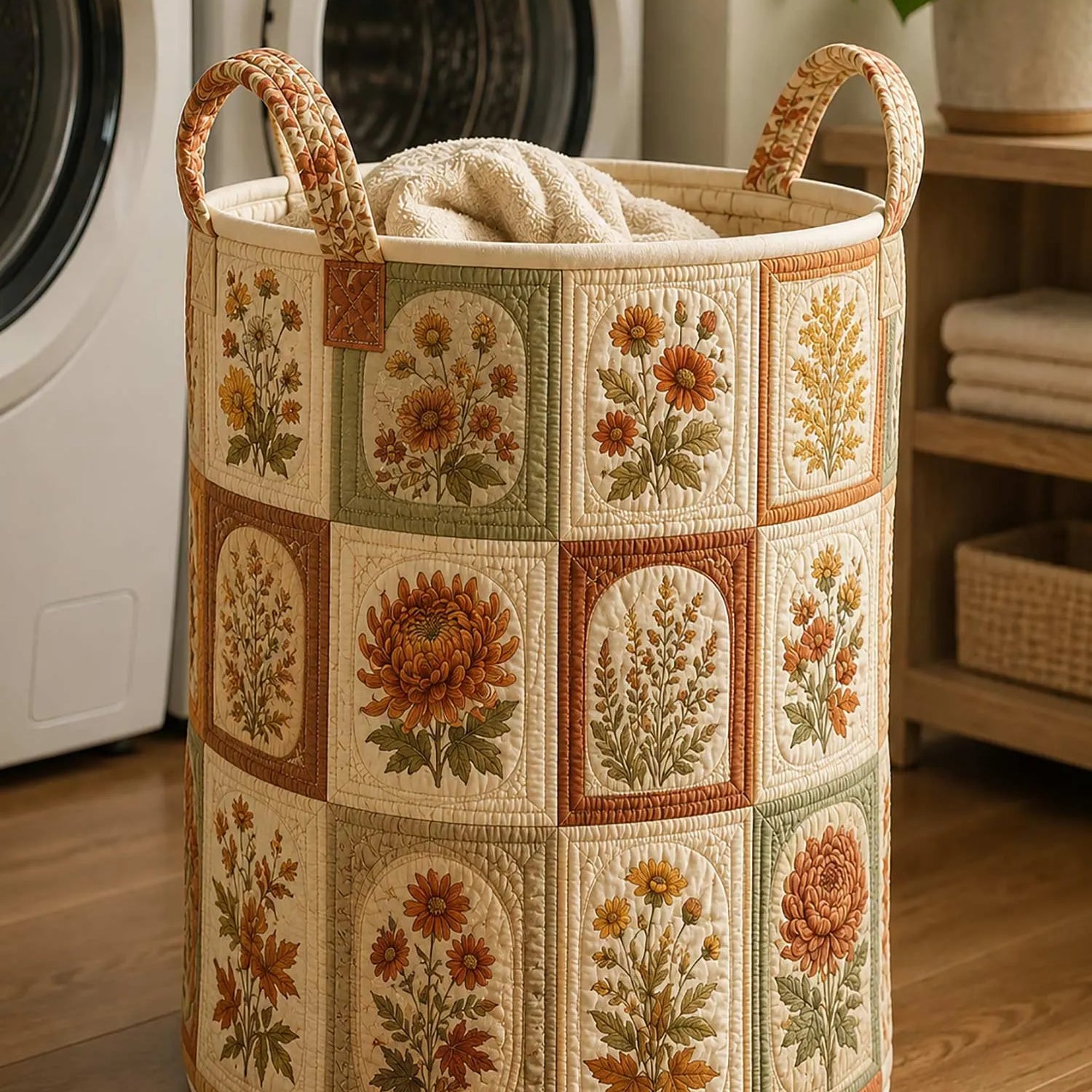 Panier à linge matelassé Botanique d'Automne
