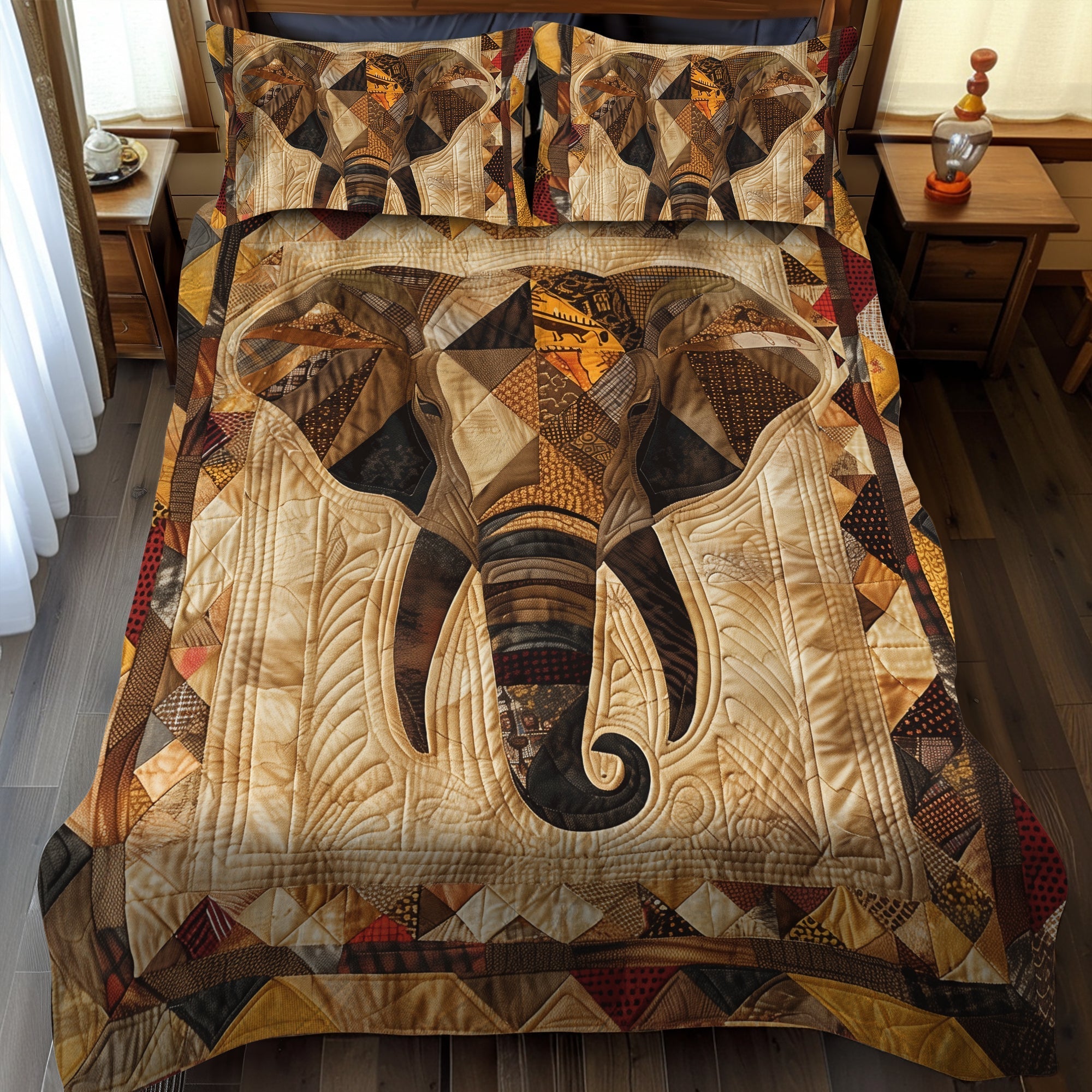 Ensemble de lit matelassé 3 pièces - Éléphant