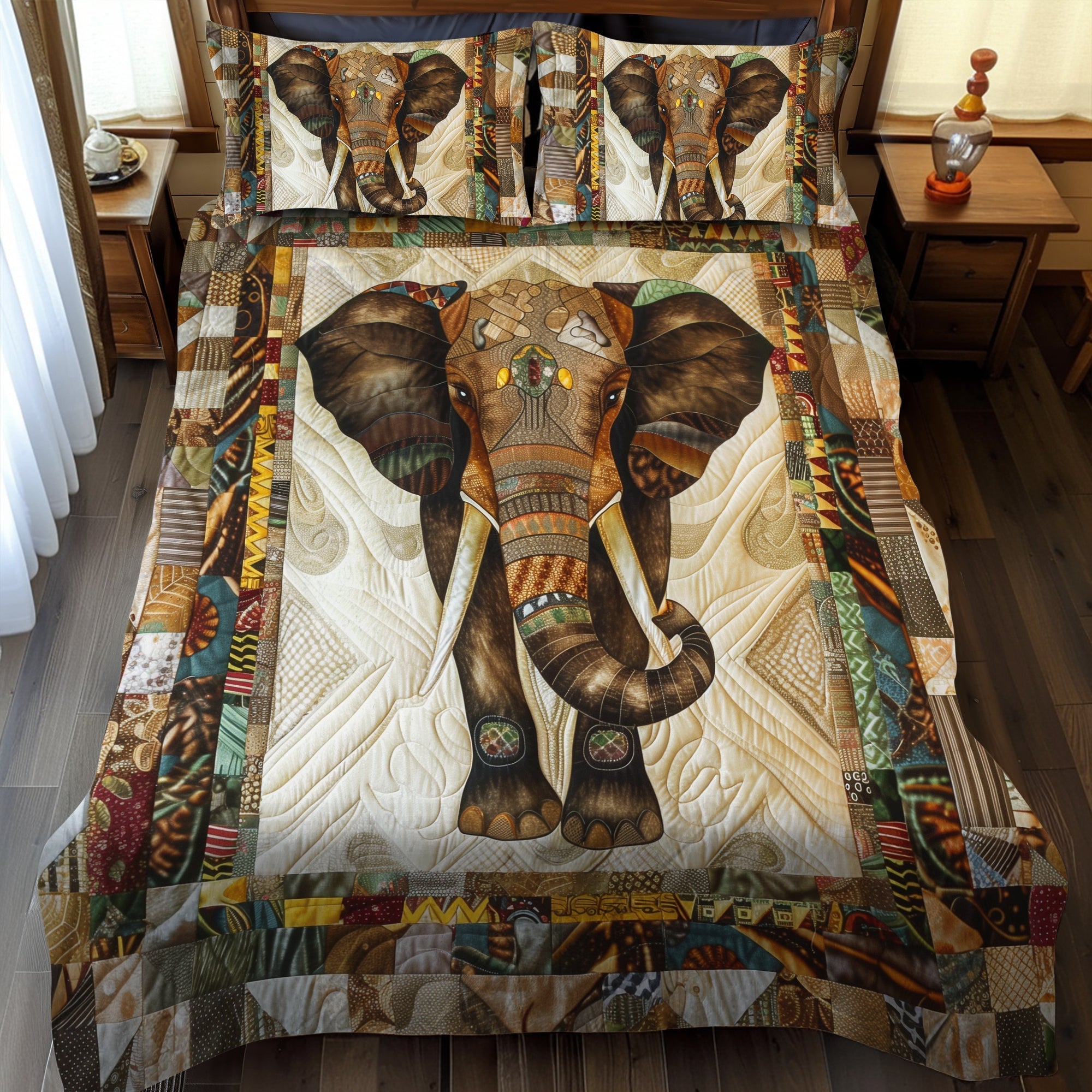 Ensemble de lit matelassé 3 pièces - Éléphant