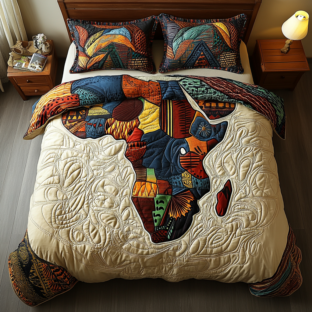 Ensemble de lit matelassé 3 pièces - Rêve Africain