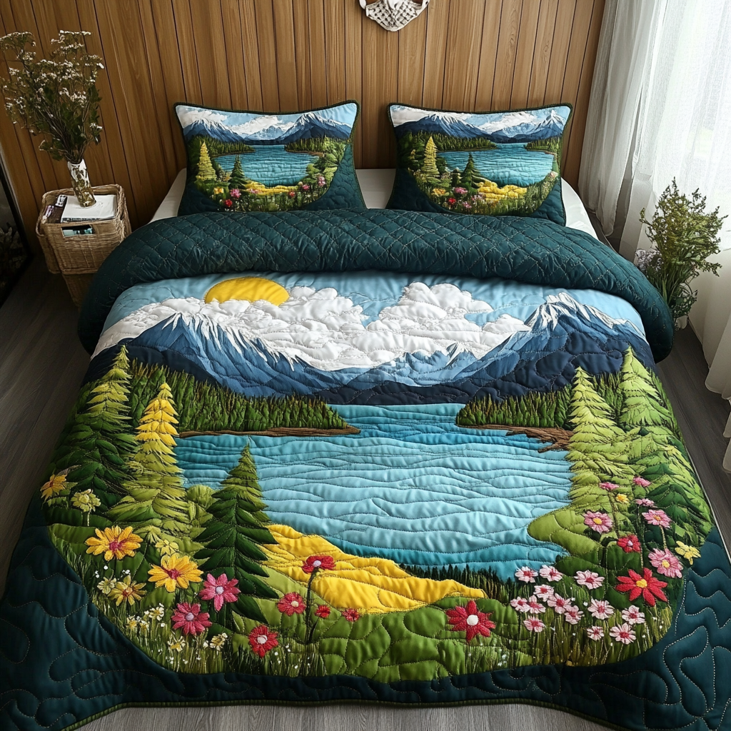 Ensemble de lit matelassé 3 pièces - Forêt