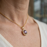 Collier carré améthyste pavé | Or