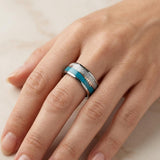 Bague ancienne en émail | Or blanc