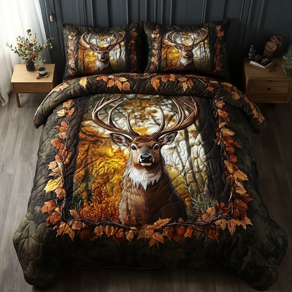 Ensemble de lit matelassé 3 pièces - Charme des Bois de Cerf