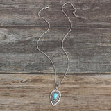 Collier goutte turquoise Arlisse | Or blanc