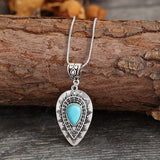 Collier goutte turquoise Arlisse | Or blanc