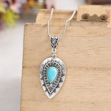 Collier goutte turquoise Arlisse | Or blanc