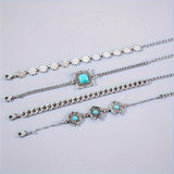 Ensemble de bracelets en pierre arc-en-ciel | Or blanc