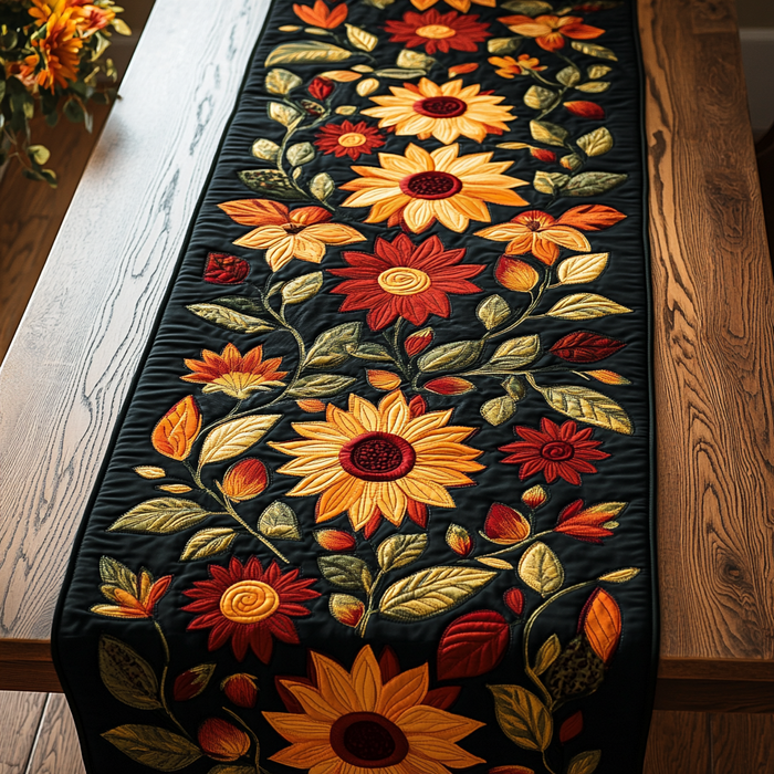 Chemin de table matelassé Tournesol d'Automne