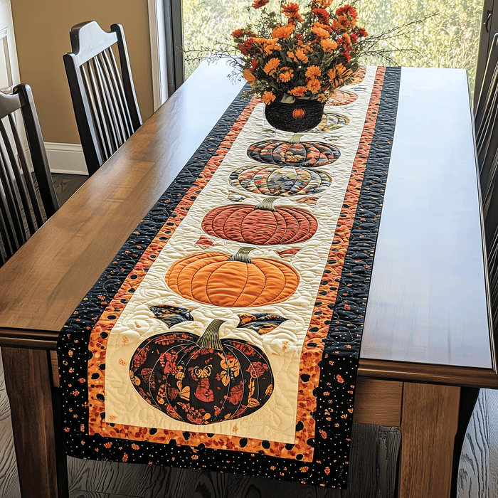 Chemin de table matelassé Citrouilles d'Automne