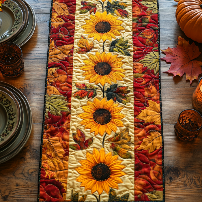 Chemin de table matelassé Tournesols d'Automne
