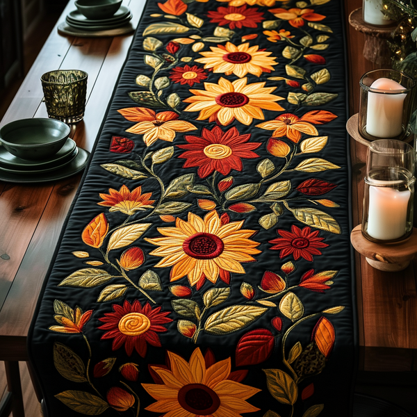 Chemin de table matelassé Tournesol d'Automne