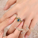 Kronen-Ringset Azelia mit Saphir | Gold