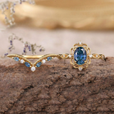 Kronen-Ringset Azelia mit Saphir | Gold