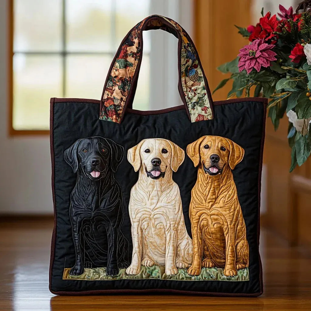Sac à main matelassé trois labradors, brodé main – Mathilde Montreux