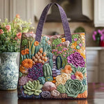 Sac à main matelassé jardin de succulentes, brodé main – Mathilde Montreux