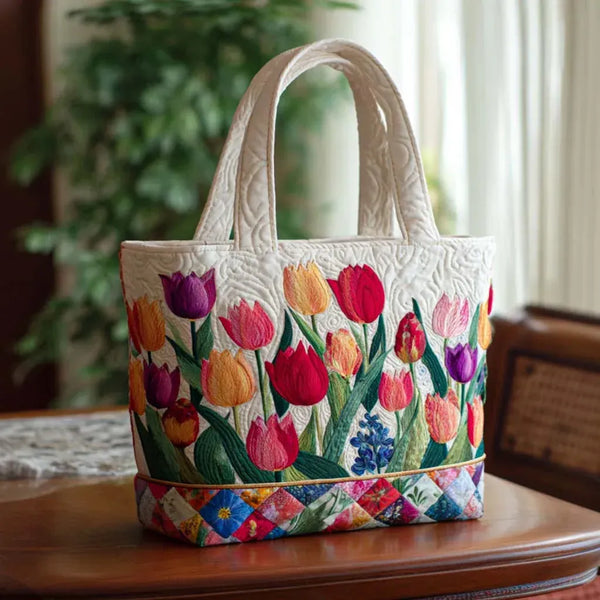 Sac à main matelassé – Jardin de tulipes