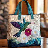 Sac à main matelassé colibri et fleur blanche, brodé main – Mathilde Montreux