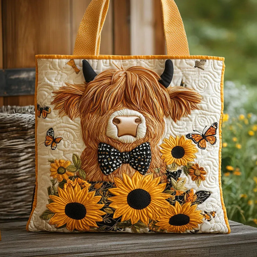 Sac à main matelassé vache des highlands, brodé main – Mathilde Montreux