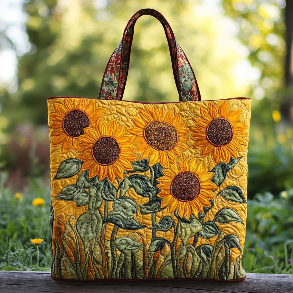 Sac à main matelassé tournesols, brodé main – Mathilde Montreux