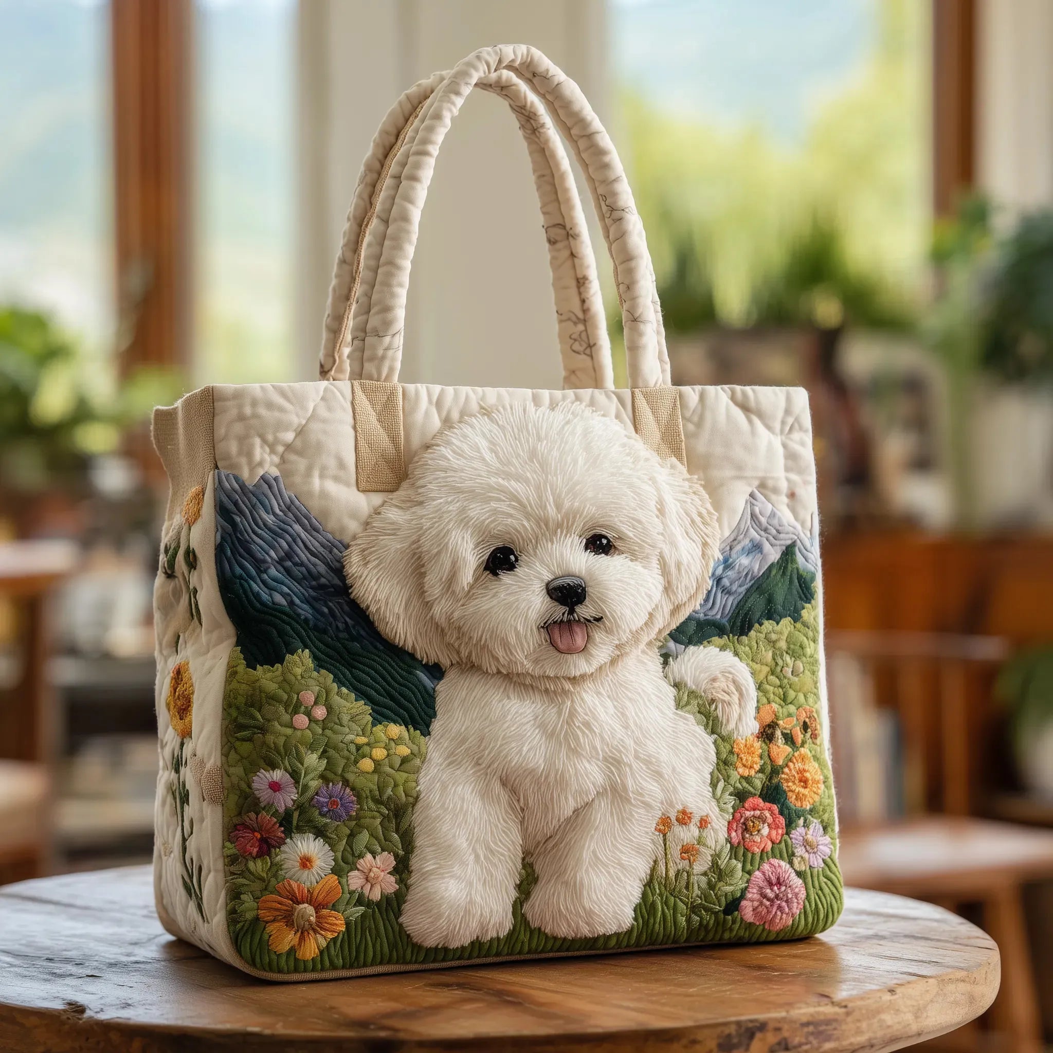 Sac à main matelassé chien enchanté, brodé main – Mathilde Montreux