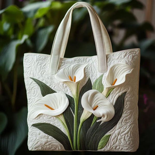 Sac à main matelassé – Arums blancs