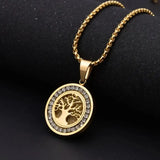 Collier arbre de vie aspect doré avec zircones