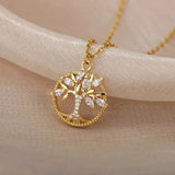 Collier arbre de vie avec zircones en or