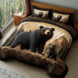 Ensemble de lit matelassé 3 pièces - Charme de l'Ours Noir