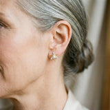 Boucles d'oreilles fleurs avec cristaux et perles