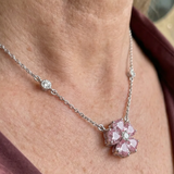 Collier pendentif fleur | Or blanc