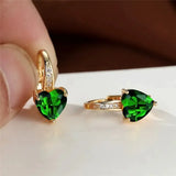 Boucles d'oreilles pierre cœur vert émeraude | Or