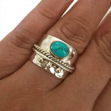 Bague large avec turquoise