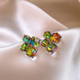 Boucles d'oreilles zircones colorées en or