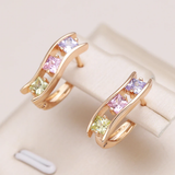 Boucles d'oreilles colorées en or avec zircones