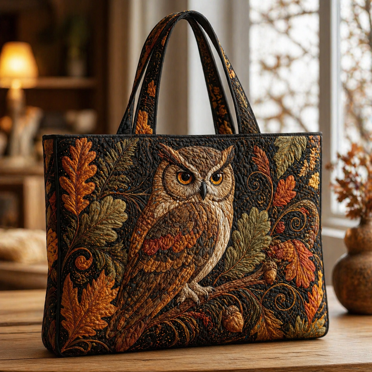 Sac cabas hibou matelassé