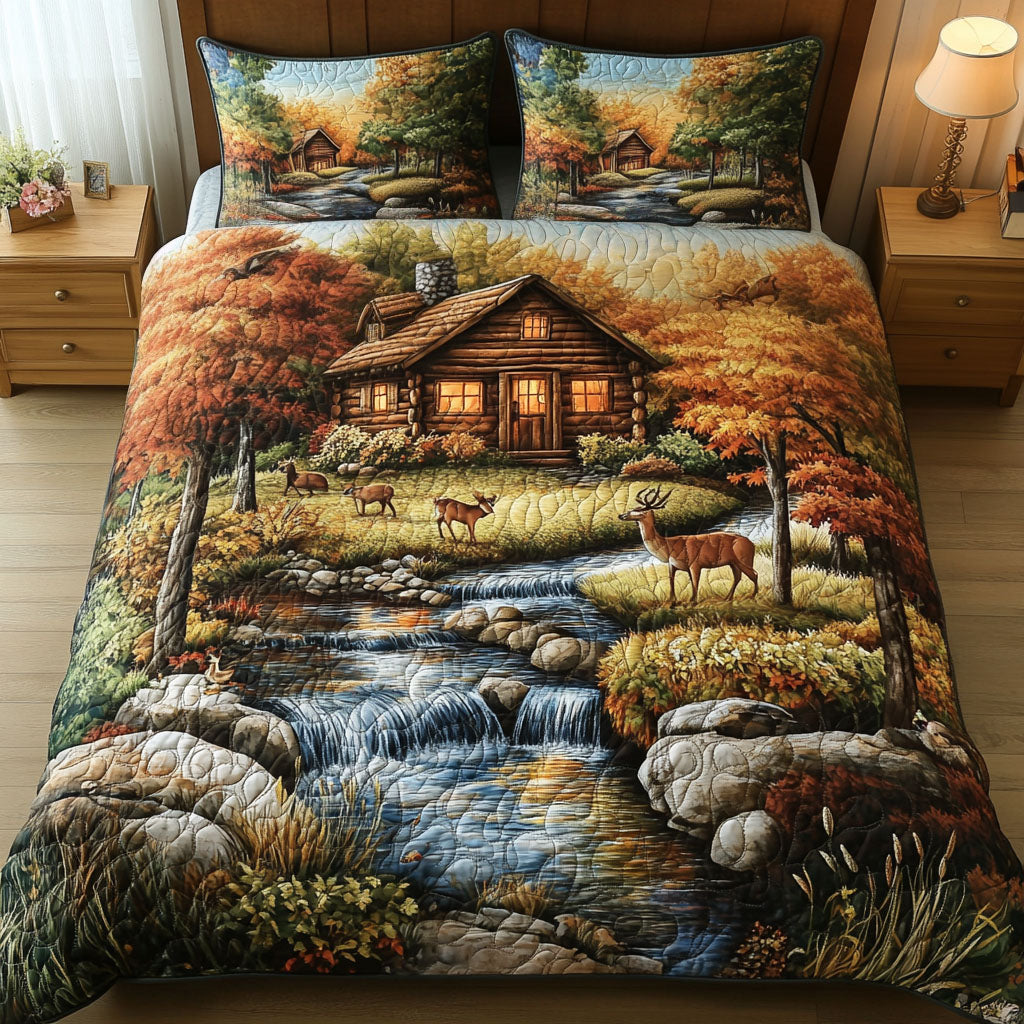 Ensemble de lit matelassé 3 pièces - Chalet et Cerf
