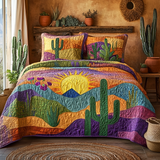 Ensemble de lit matelassé 3 pièces - Lever de Soleil sur les Cactus